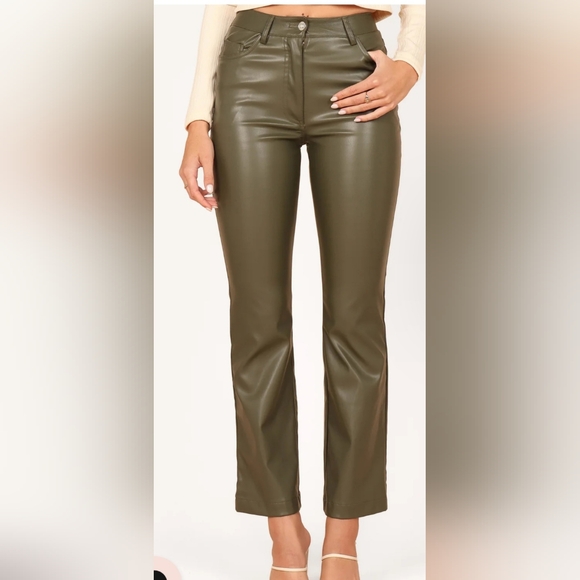 Petal & Pup Ashley Faux Leather Pants - Olive (NWOT) - Picture 6 of 9
